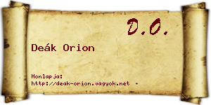 Deák Orion névjegykártya